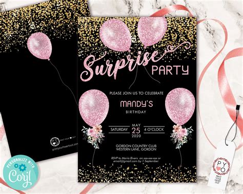 glitter invitation.